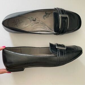 Life Stride Soft System Active Arch Slip On Buckle Shoes, Black Loafers